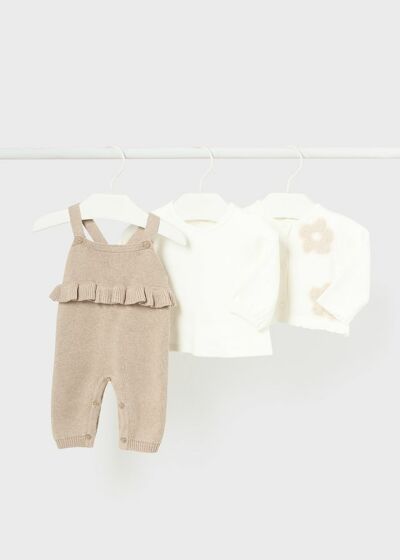 Mayoral - 3delige Knit Set - Bruin/Wit