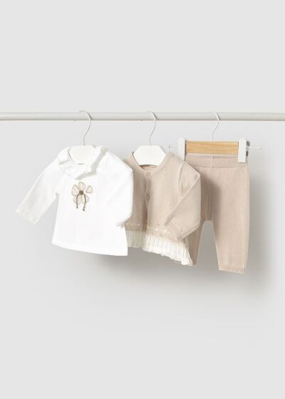 Mayoral - 3Delig Knit Set - Beige/Wit