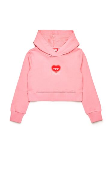 Diesel - Cropped Hoodie Heart Scuorehood - Roze