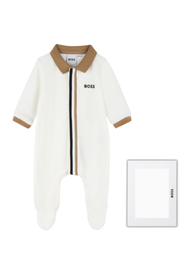 Boss - Fluwelen Boxpakje - Offwhite/Camel