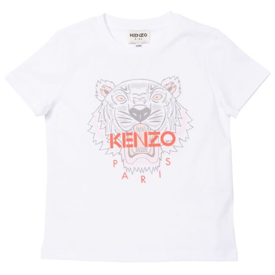 Kenzo - Tshirt Soft pink tiger - white