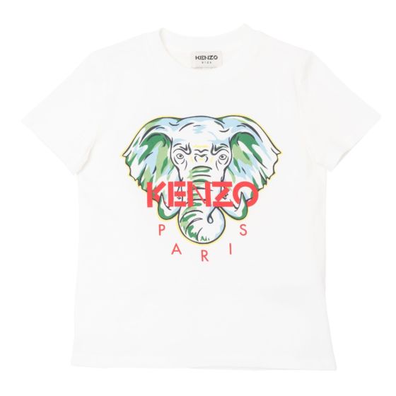 Kenzo - Tshirt green/red olifant - white